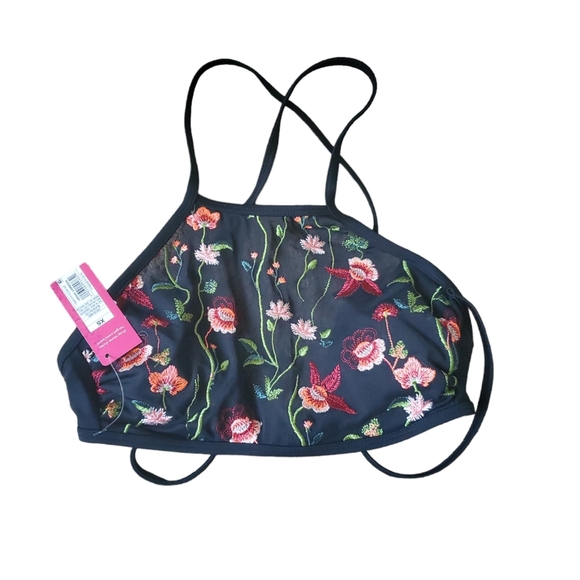 Xhilaration Embroidered Mesh High Neck Bikini Top. size XS. - Picture 4 of 5